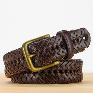 Braided Leather Belt for Men Casual Jeans, Golf, Men's Woven Alloy Buckle Gifts for Men