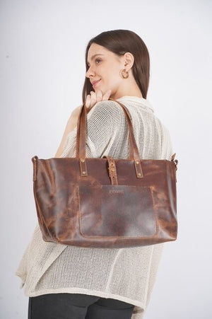 Mordernist Leather Classic Tote Purse SD 066 (Retro) 18''*12''*7.5'' Inch
