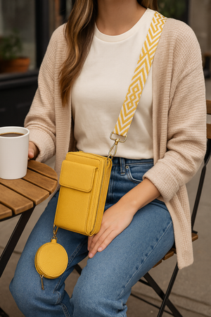 Vegan Crossbody Bag with Adjustable Guitar Strap SD 074 (7.0*3.5*1.3'' Inches)