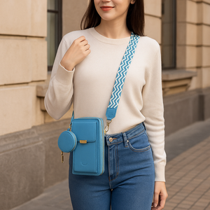 Vegan Crossbody Bag with Adjustable Guitar Strap SD 074 (7.0*3.5*1.3'' Inches)