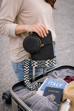 Vegan Crossbody Bag with Adjustable Guitar Strap SD 074 (7.0*3.5*1.3'' Inches)