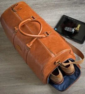 Journey Bag Leather Duffel Bag, Womens Mens Travel Bag