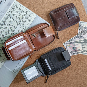 Brown Bifold Top Grain Leather Classic Billfold SD 061