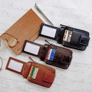 Brown Bifold Top Grain Leather Classic Billfold SD 061