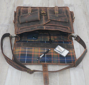 Buffalo Leather Messenger bag with Dual Compartment AZ 053