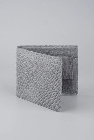 Nappa Bifold Slim Wallet Croco SD 032 - grey