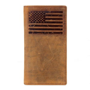 Men's checkbook Rodeo Long Wallet (FLAG) SD 033, Size :  3.6” W * 7.1” H Inches