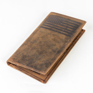 Men's checkbook Rodeo Long Wallet (FLAG) SD 033, Size :  3.6” W * 7.1” H Inches