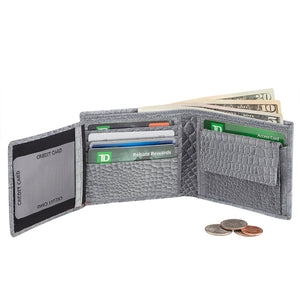 Nappa Bifold Leather Slim Wallet (Croco Pattern) SD 032