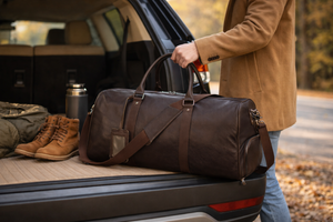 Voyager Leather Duffel Bag (Full Grain Bag) 21.7''* 10.6''*11.0'' inch (L*W*H)
