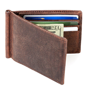Leather Money Clip Wallet Natural SD 006