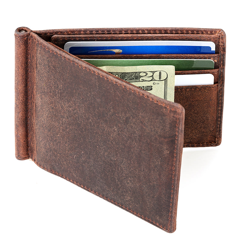 Leather Money Clip Wallet Natural SD 006