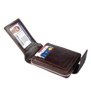 Brown Bifold Top Grain Leather Classic Billfold SD 061