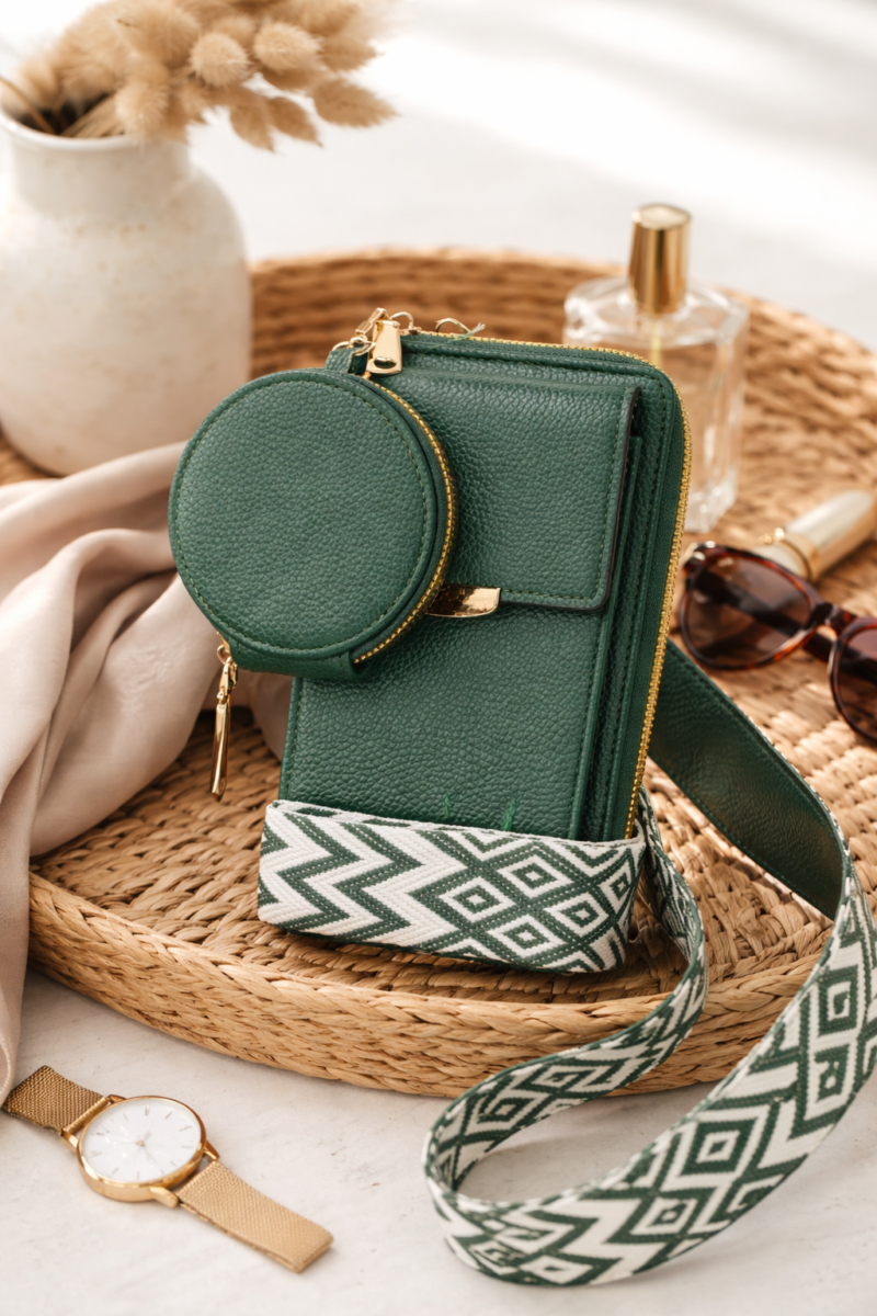Vegan Crossbody Bag with Adjustable Guitar Strap SD 074 (7.0*3.5*1.3'' Inches)