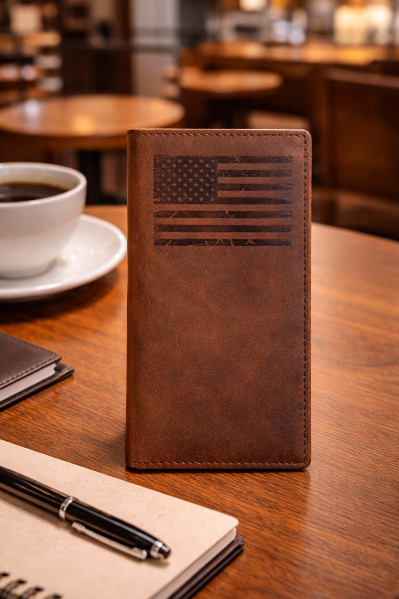 Men's checkbook Rodeo Long Wallet (FLAG) SD 033, Size :  3.6” W * 7.1” H Inches