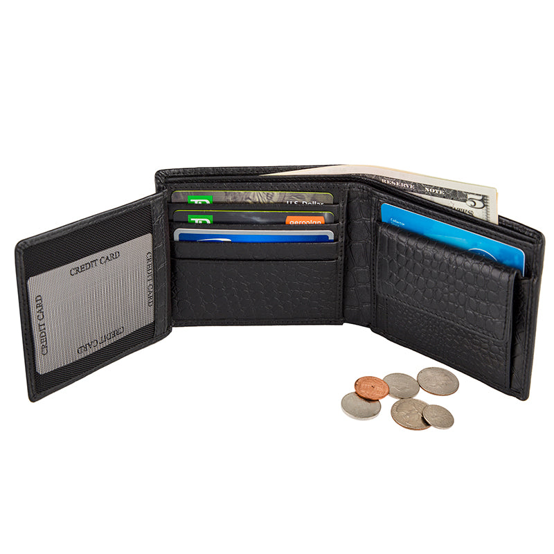 Nappa Bifold Leather Slim Wallet (Croco Pattern) SD 032