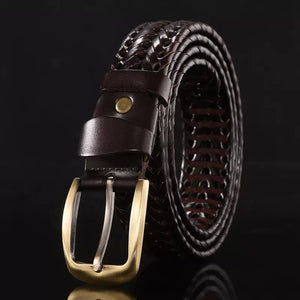 Braided Leather Belt for Men Casual Jeans, Golf, Men's Woven Alloy Buckle Gifts for Men
