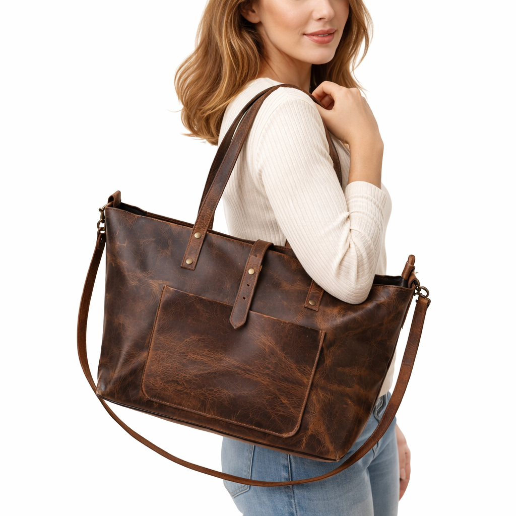 Mordernist Leather Classic Tote Purse SD 066 (Retro) 18''*12''*7.5'' Inch