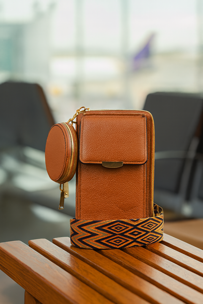 Vegan Crossbody Bag with Adjustable Guitar Strap SD 074 (7.0*3.5*1.3'' Inches)