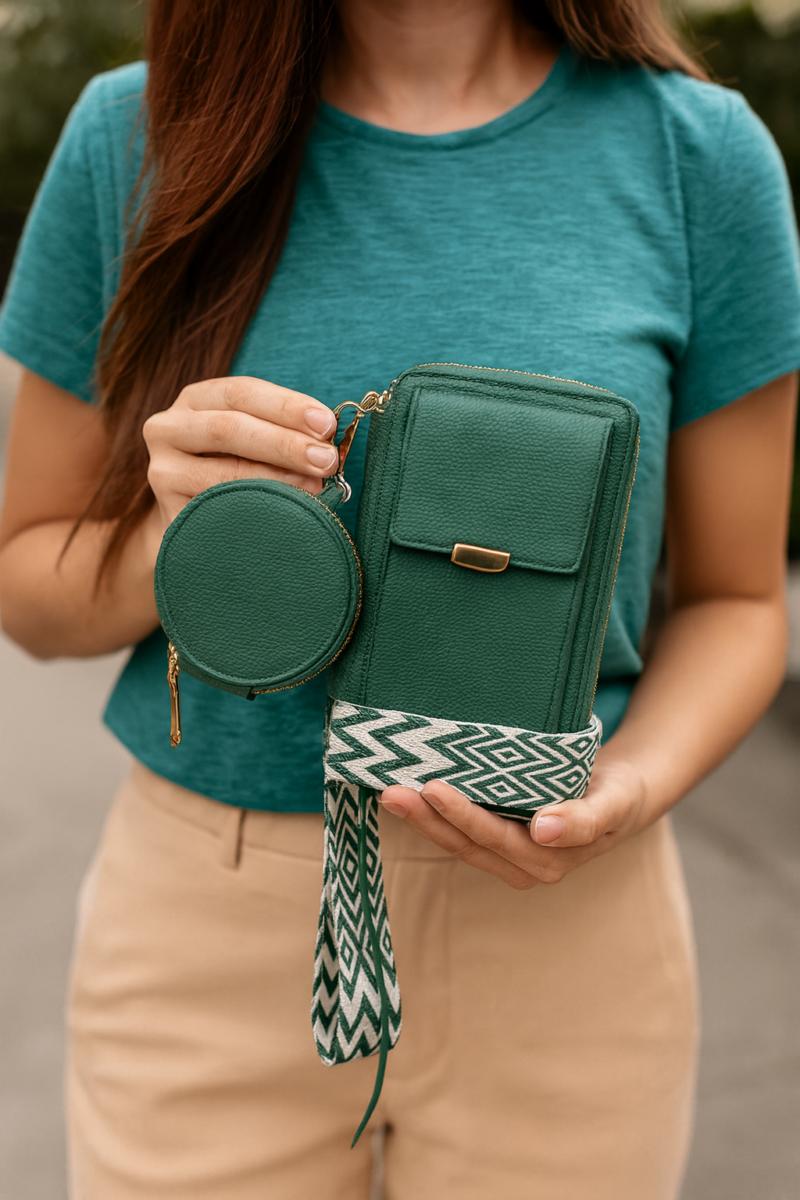 Vegan Crossbody Bag with Adjustable Guitar Strap SD 074 (7.0*3.5*1.3'' Inches)