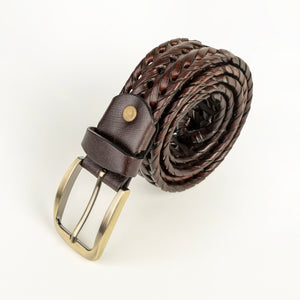 Braided Leather Belt for Men Casual Jeans, Golf, Men's Woven Alloy Buckle Gifts for Men