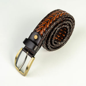 Braided Leather Belt for Men Casual Jeans, Golf, Men's Woven Alloy Buckle Gifts for Men