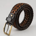 Braided Leather Belt for Men Casual Jeans, Golf, Men's Woven Alloy Buckle Gifts for Men