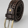Braided Leather Belt for Men Casual Jeans, Golf, Men's Woven Alloy Buckle Gifts for Men
