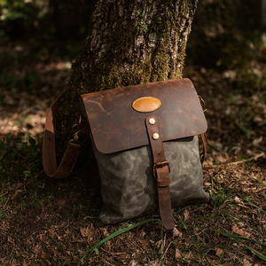 Sling Bags for Women Men Zipper Crossbody Bag Canvas/Leather
