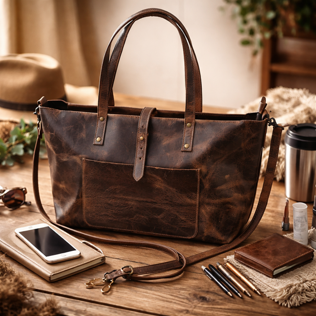 Mordernist Leather Classic Tote Purse SD 066 (Retro) 18''*12''*7.5'' Inch