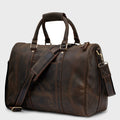Voyager Leather Duffel Bag in Distressed Dark Brown with shoulder strap