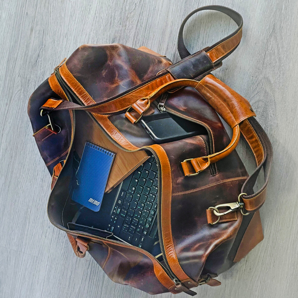 Leather Garment Bag, Handmade Leather Duffel Bag, Womens Mens Travel Bag, Cowhide Leather Bag