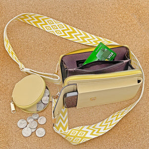 Vegan Crossbody Bag with Adjustable Guitar Strap SD 074 (7.0*3.5*1.3'' Inches)