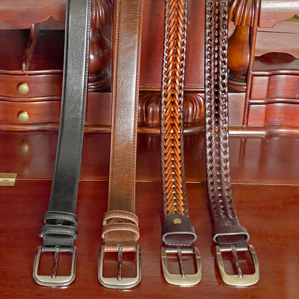 Braided Leather Belt for Men Casual Jeans, Golf, Men's Woven Alloy Buckle Gifts for Men