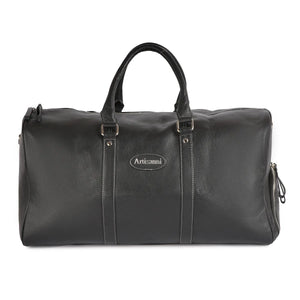 Leather Top Grain Duffel Bag for Men and Women Travel Bag MK 083 (Black) 27.5''*11.5''*11'' Inches (L*H*B)