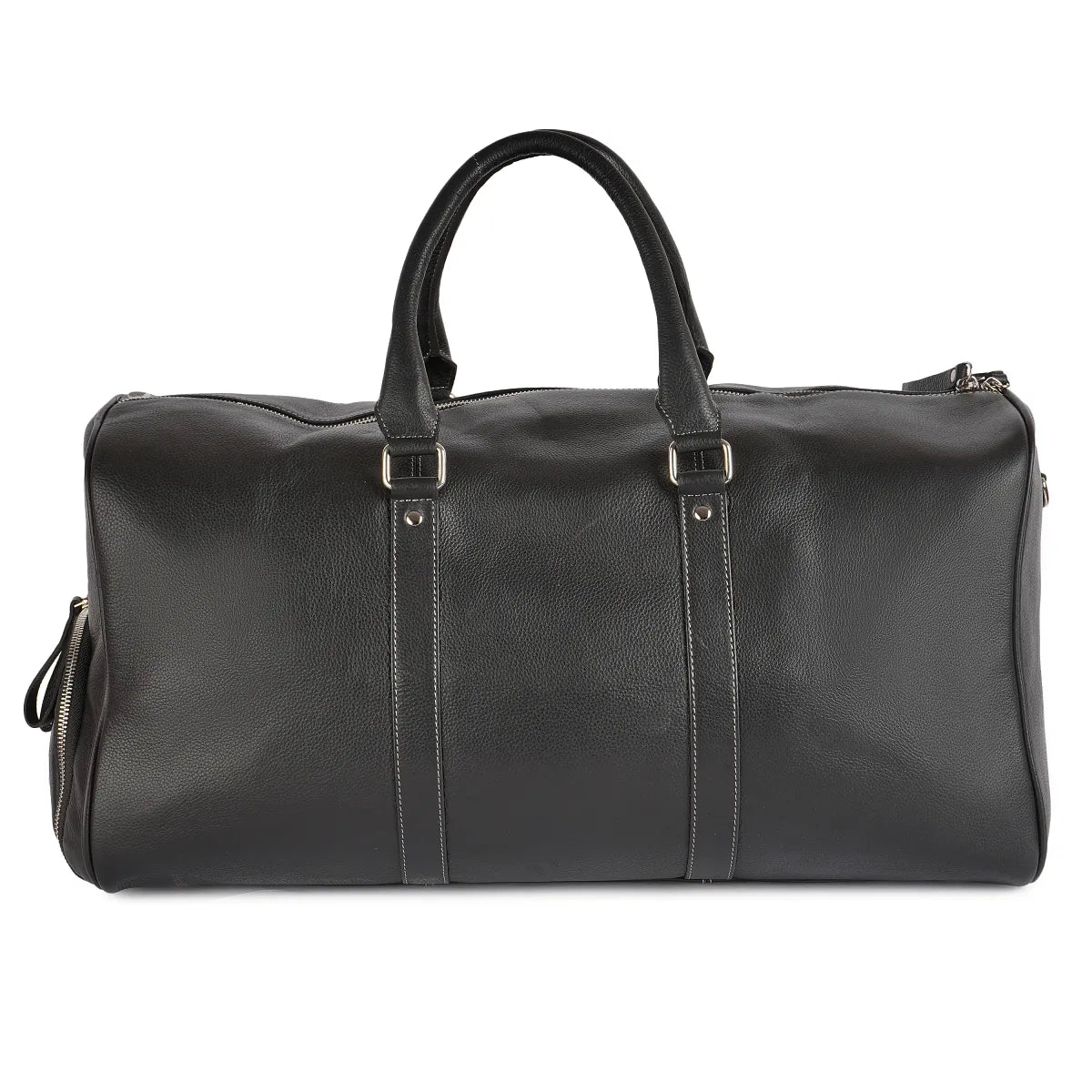 Leather Top Grain Duffel Bag for Men and Women Travel Bag MK 083 (Black) 27.5''*11.5''*11'' Inches (L*H*B)