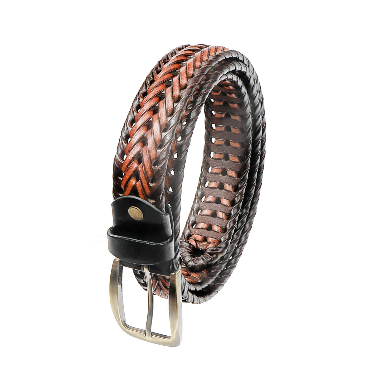 Braided Leather Belt for Men Casual Jeans, Golf, Men's Woven Alloy Buckle Gifts for Men