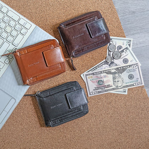 Brown Bifold Top Grain Leather Classic Billfold SD 061
