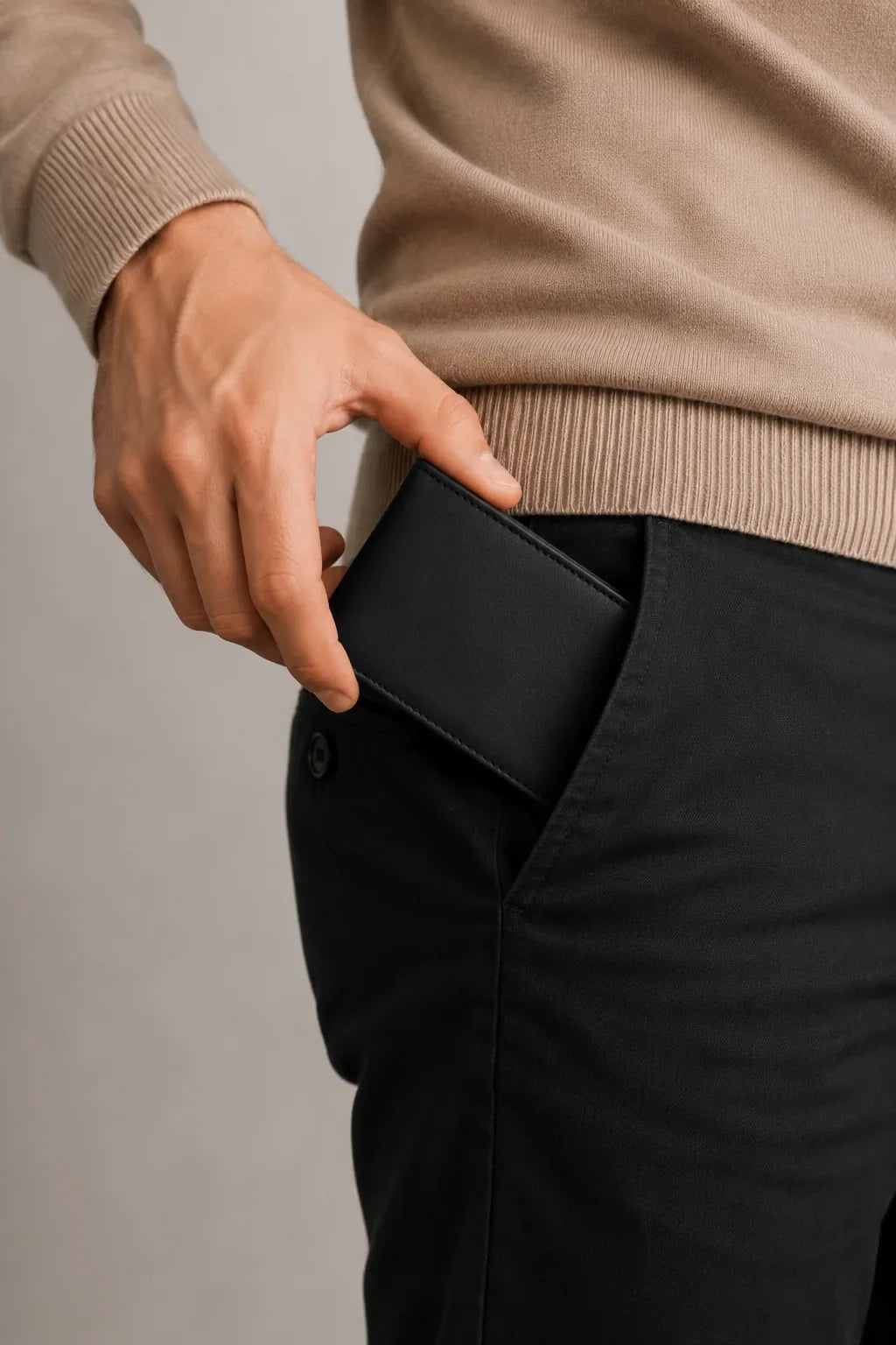 Men's Secure Bifold Nappa Leather Bifold SD 013 (Black)