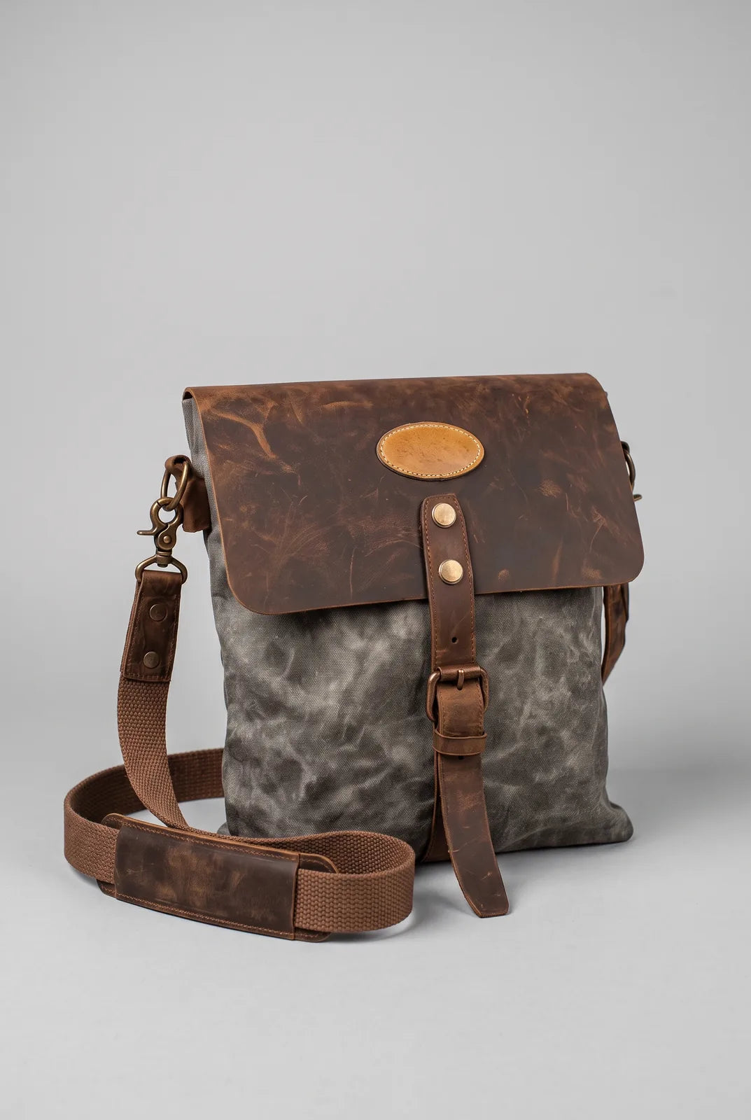 Sling Bags for Women Men Zipper Crossbody Bag Canvas/Leather