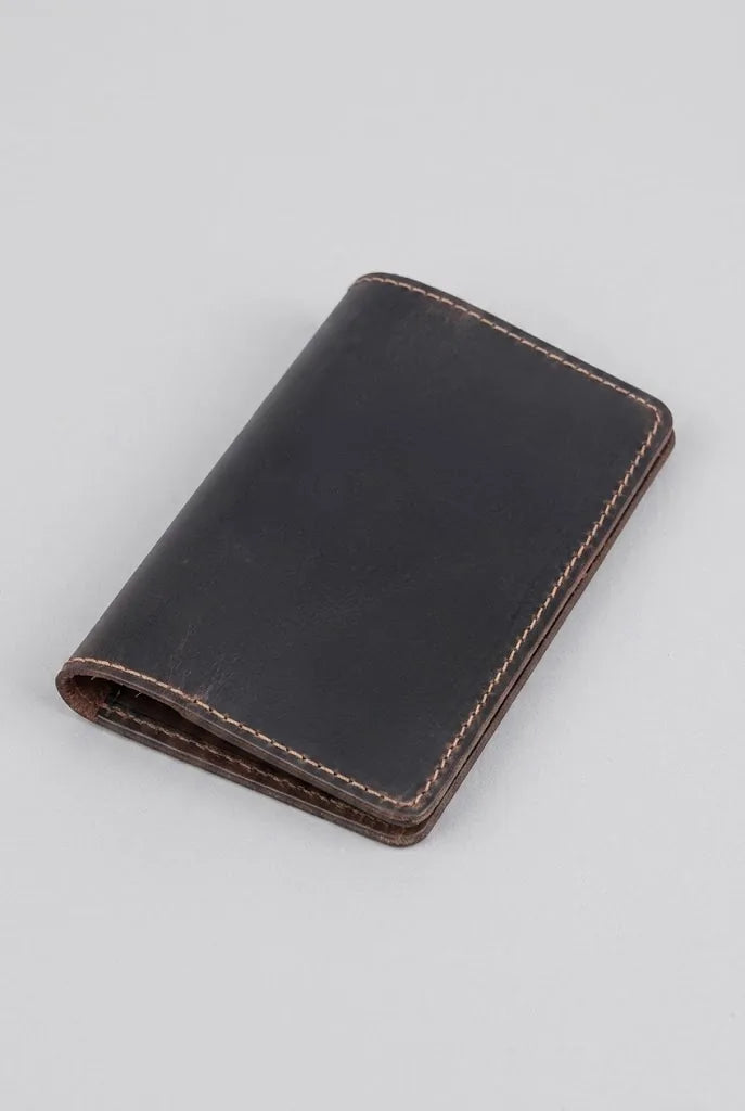 Artizanni mini leather travel journal in dark brown, front cover