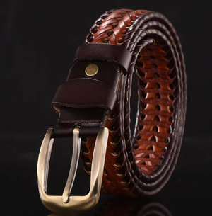 Braided Leather Belt for Men Casual Jeans, Golf, Men's Woven Alloy Buckle Gifts for Men