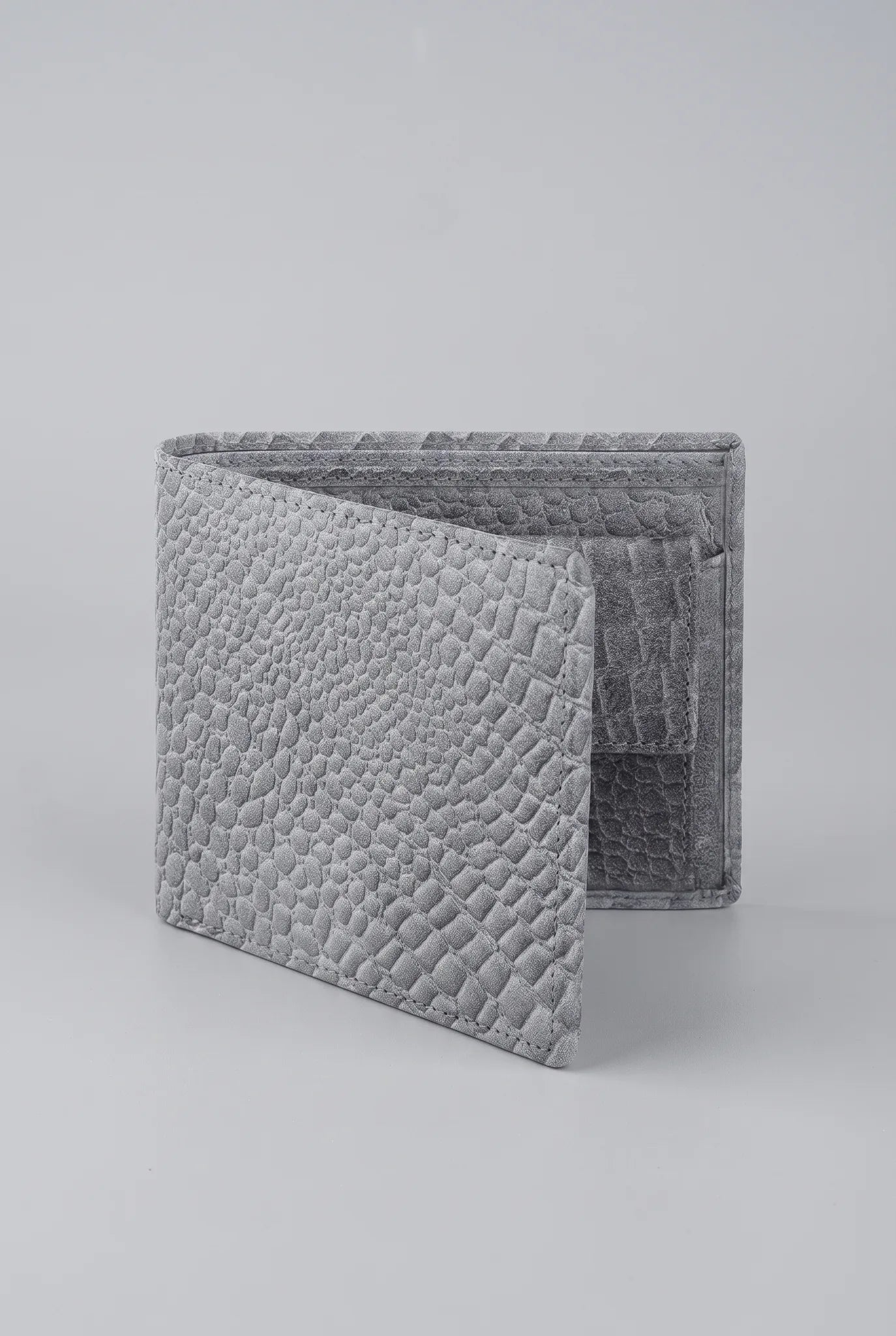 Nappa Bifold Slim Wallet Croco SD 032 - grey