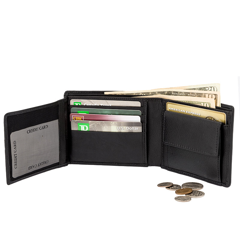 Men's Secure Bifold Nappa Leather Bifold SD 013 (Black)