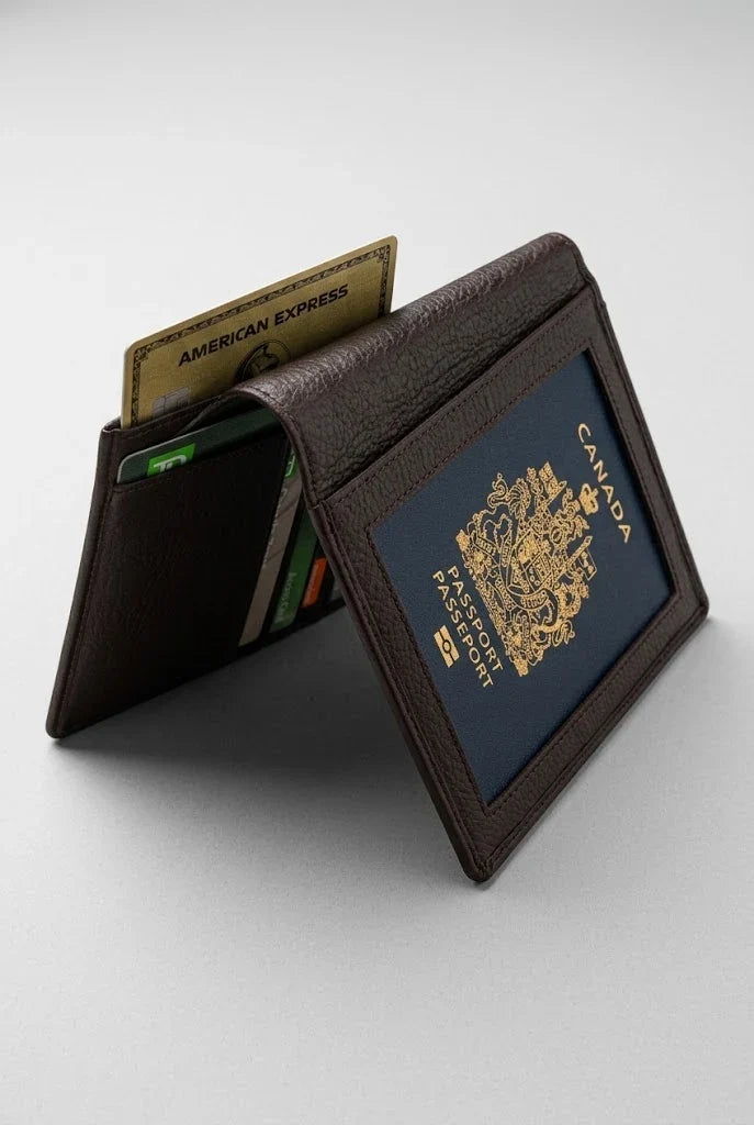 RFID Secure Passport Bifold Holder Case SD 017 (Coffee)