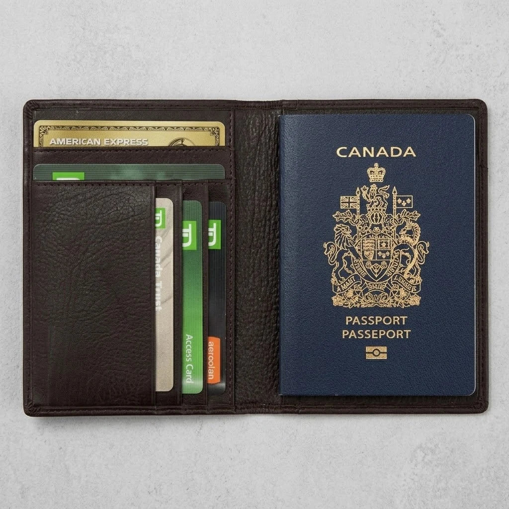 RFID Secure Passport Bifold Holder Case SD 017 (Coffee)