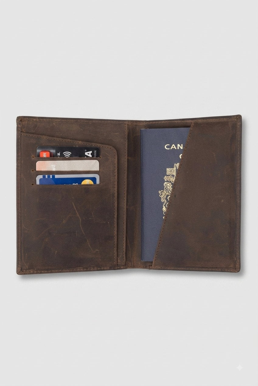 RFID Secure Passport Bifold Holder Case SD 017 (Coffee) – view 2