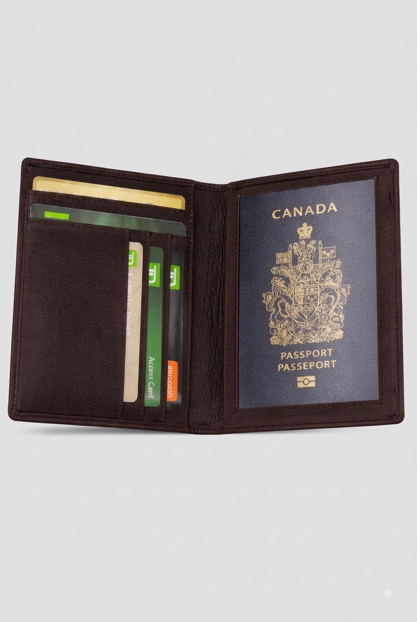 RFID Secure Passport Bifold Holder Case SD 017 (Coffee) – view 4