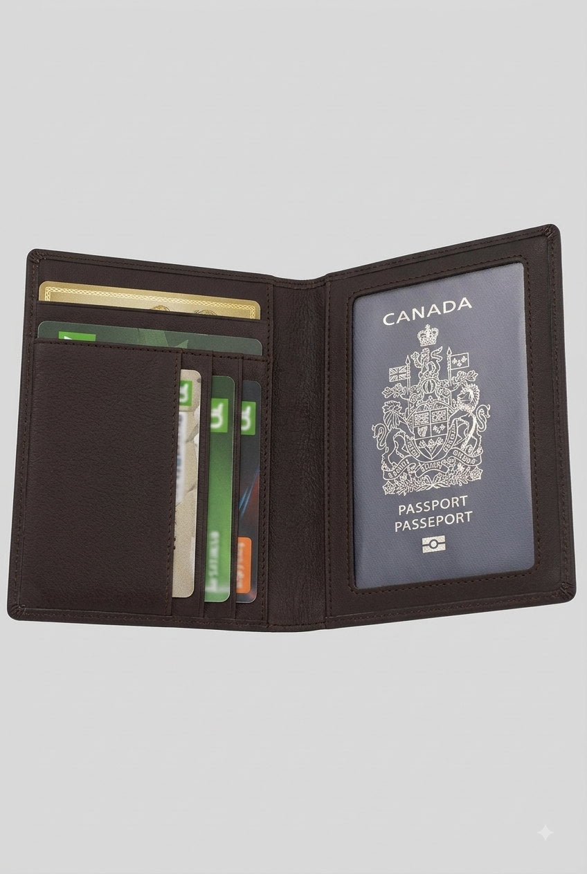 RFID Secure Passport Bifold Holder Case SD 017 (Coffee) – view 6
