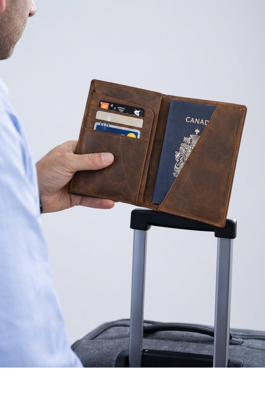 RFID Secure Passport Bifold Holder Case SD 017 (Coffee) – view 8